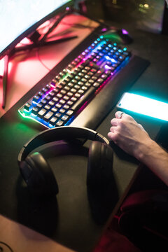 Close up of a gamer desk