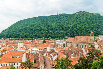 Fototapeta na wymiar Top view of the old town of Brasov in Romania