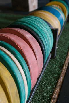 Colored gym weights