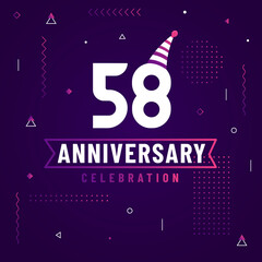 58 years anniversary greetings card, 58 anniversary celebration background free vector.