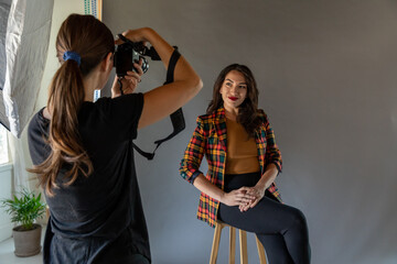 Female Photographer Photographs Model