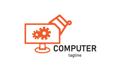 Premium vector computer monitor desktop repair logo design