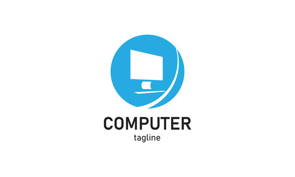 Premium vector computer monitor desktop repair logo design