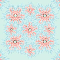 Colorful, delicate rappotre with feathers and flowers, for printing on fabrics, clothes, scarves and for scrapbooking.