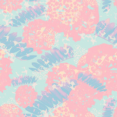 Fototapeta na wymiar Seamless floral pattern with roses. Botanical and flower background in summer style.