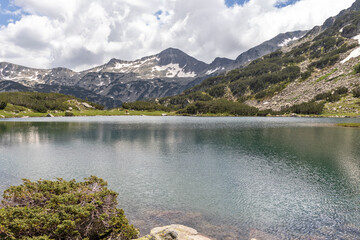 landscape of Muratovo (Hvoynato) lake at Pirin Mountain, Bulgaria