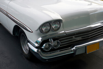 Close up of a vintage car on the streets of Japan