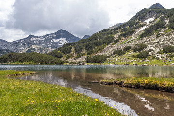 landscape of Muratovo (Hvoynato) lake at Pirin Mountain, Bulgaria