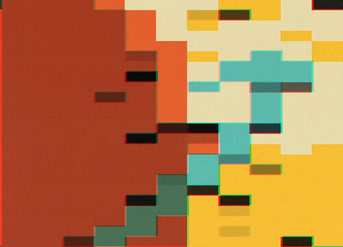 Minimalistic Red Planet Pixel Glitch