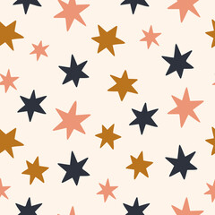 Seamless Pattern.Colorful Stars in Abstract Style.Vector Illustration