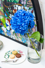 Blue hydrangea flower