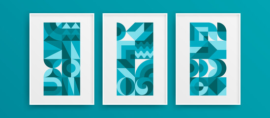 Premium abstract geometric shapes design vector concept collection. Fresh creative mural decor artwork set.