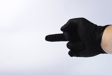 Middle finger, offensive gesture. Fuck you concept. Offensive gesture on white isolated background. 