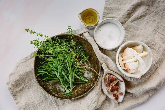 Ingredients for herb marinade
