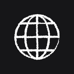 Globe-related Icon design, white chalk. Draw a picture on the blackboard.