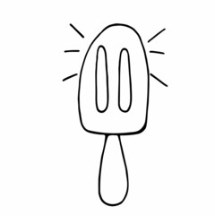 Ice cream. Black and white vector doodle. Simple isolated.