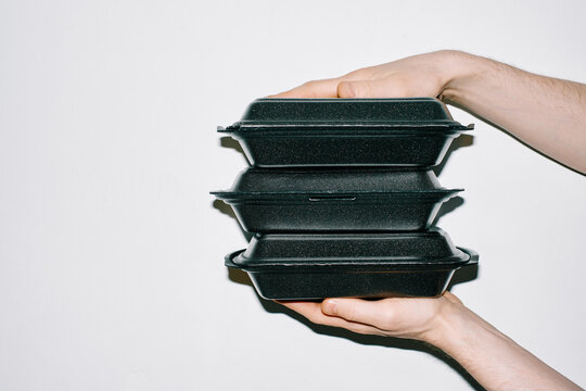 Stack of food delivery package