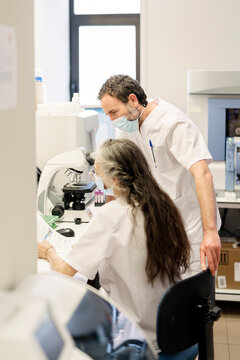 Medical Workers Working together in lab