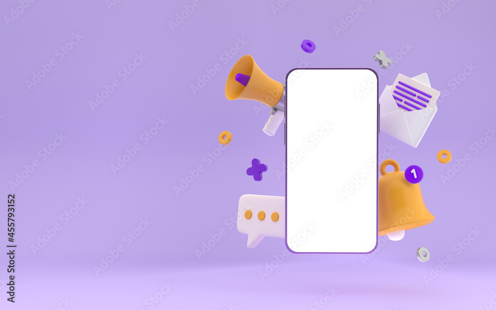 Fototapete smartphone trend social media platform, online social communication applications concept, message, n