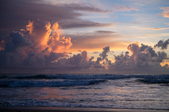 Sunrise storms florida on the beach