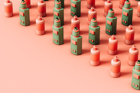 Electronic cigarette and a juice bottle with copyspace