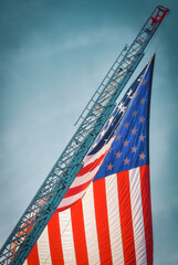 Amer Flag Hangs from Firefighter's Ladder 9-11 20 Years Later