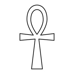 Ankh or Key of Life. Egyptian hieroglyphic symbol of life. Simple flat black outline vector icon.