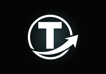 Initial T monogram alphabet symbol design incorporated with the arrow. Financial or success logo concept. Font emblem. Logo for business and company identity