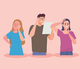 stressed women and man