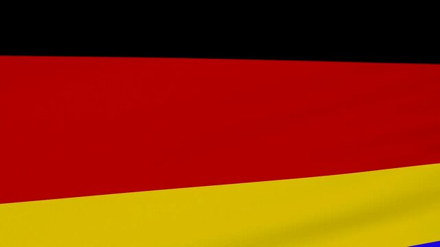 Loop der deutschen Fahne  wehend im Wind als Nahaufnahme.
