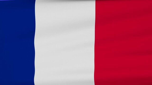 Loop der französischen Fahne  wehend im Wind als Nahaufnahme.