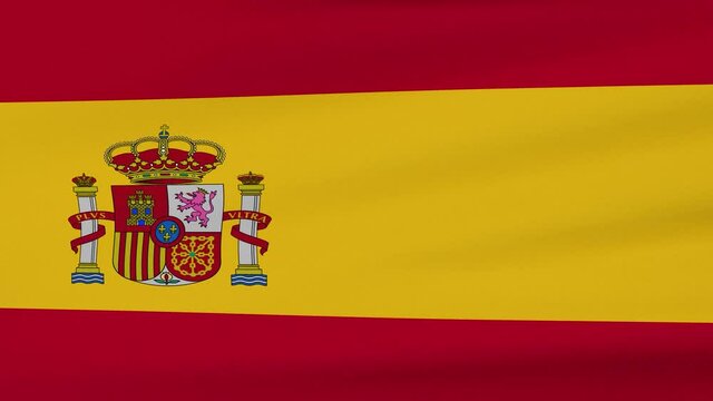 Loop der spanischen Fahne  wehend im Wind als Nahaufnahme.