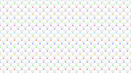 White luxury background with colorful beads and rhombuses. Vector illustration. 
