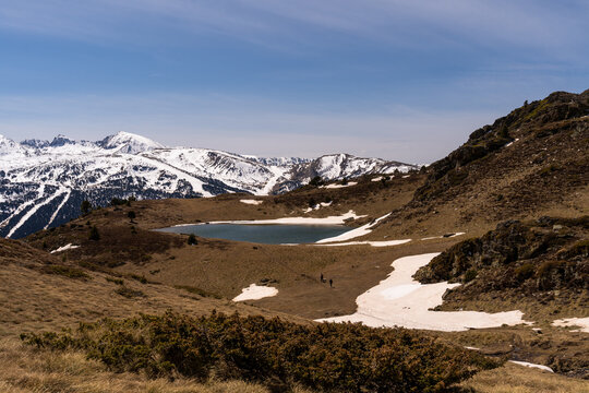 High mountain lake view in Pyrenees in Andorra