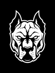 Pit bull head silhouette for dark background