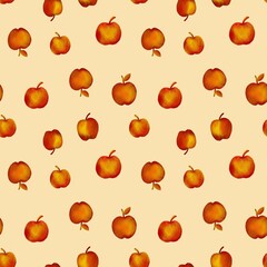 Seamless pattern with apples in trendy colors. Hand-drawn illustration . A pattern for clothing fabrics and other items.