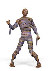 mummy is on guard in white background