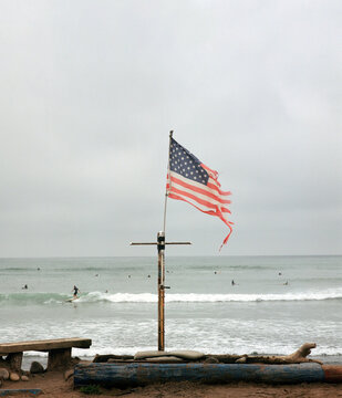 Tattered American Flag in San Onofre