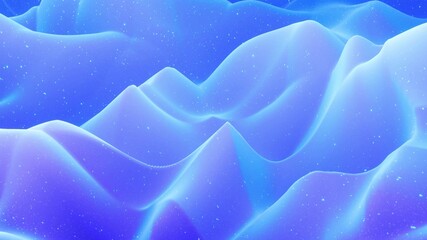 Obraz premium Beautiful abstract 3D surface with glitter sparkles, abstract 3d waves on surface. Blue gradient, soft matte material with light inner glow. 3d render