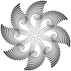 Dotted Halftone Vector Spiral Pattern or Texture with Ellipses
