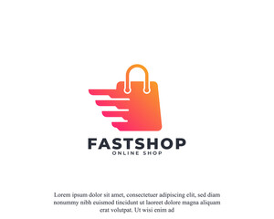 Shopping Bag Icon. Speed Shop And Shopping Logo Design Template Element