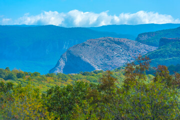 landscape views in early autumn mountains Crimea Baydar Valley