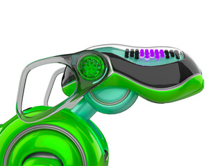 cyber dog cartoon close up side view