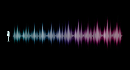 Music and radio concept. Voice and sound recognition. Sound wave equalizer. Modern visualization and futuristic element. 