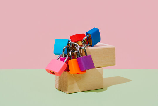 interlaced colorful padlocks