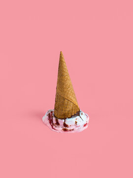 Colorful surrealist still life with melting ice cream