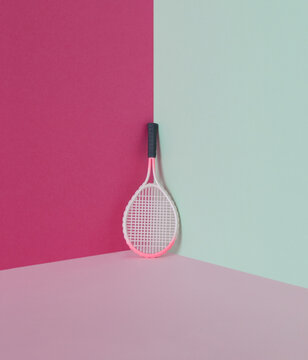 Colorful miniature still life with a plastic racket