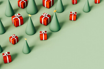 gifts and trees in different positions