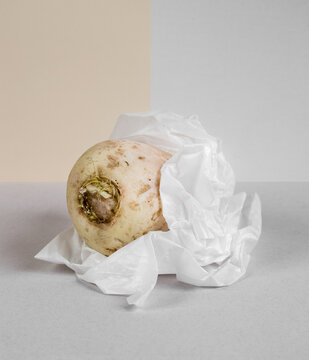 Minimalist still life with celeriac