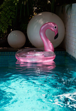 Beautiful and cute swimming ring, swimming in the pool in summer